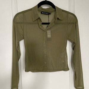 Motel Sheer Khaki Blouse